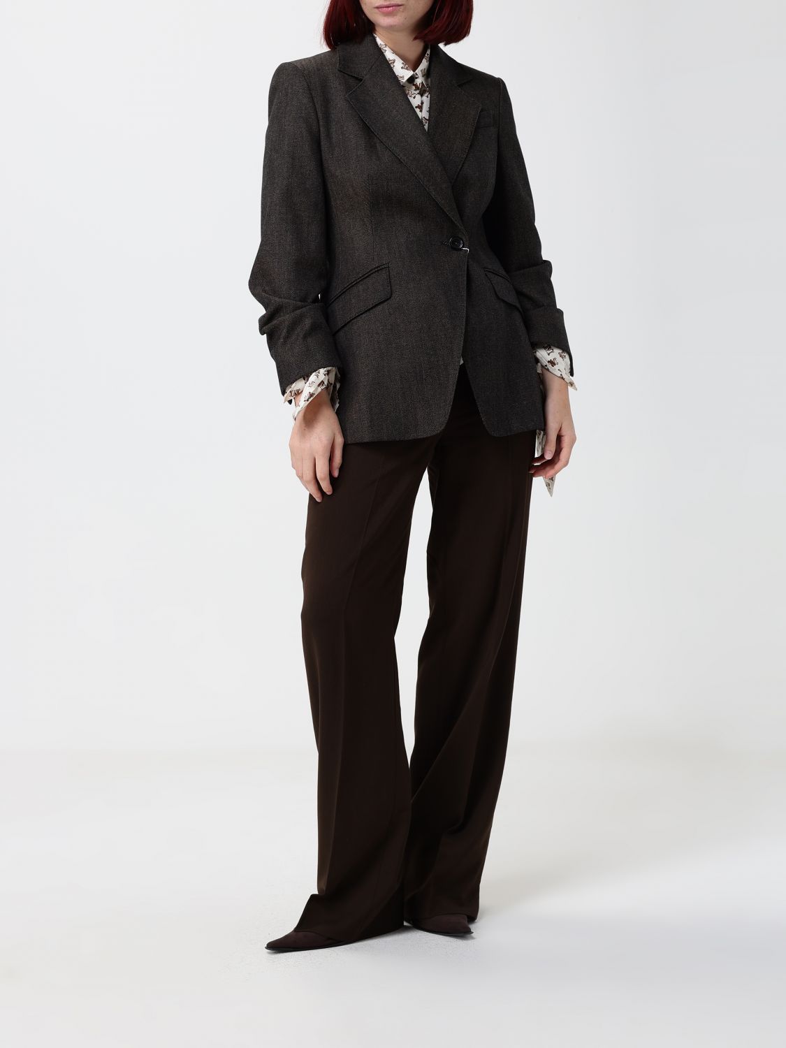 Max Mara Women Max Mara Monogram Print Silk Shirt With French Collar And Concealed Placket MAX MARA
