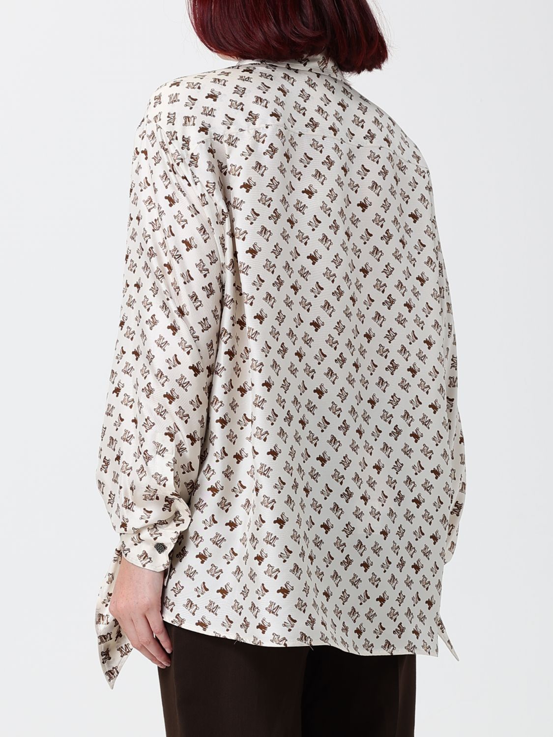 Max Mara Women Max Mara Monogram Print Silk Shirt With French Collar And Concealed Placket MAX MARA