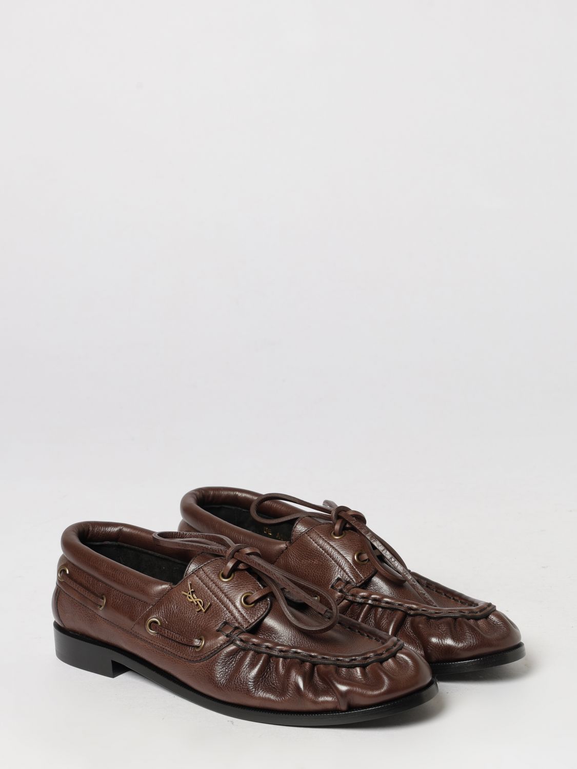 Le Loafer Bateau Leather Boat Shoes Saint Laurent With Ysl Monogram SAINT LAURENT