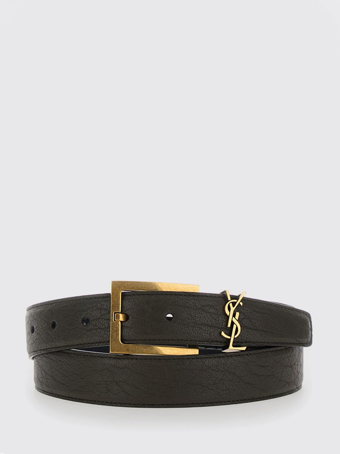 Saint Laurent Women Saint Laurent Cassandre Embossed Leather Belt With Ysl Monogram SAINT LAURENT