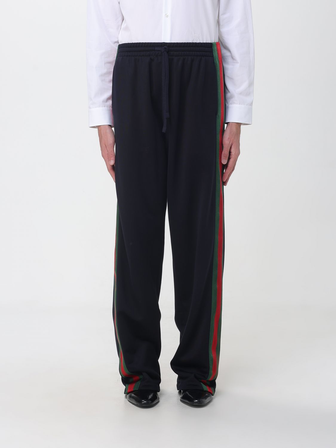 Gucci Men Gucci Wide-Leg Silk-Blend Jogging Trousers With Web Detail GUCCI