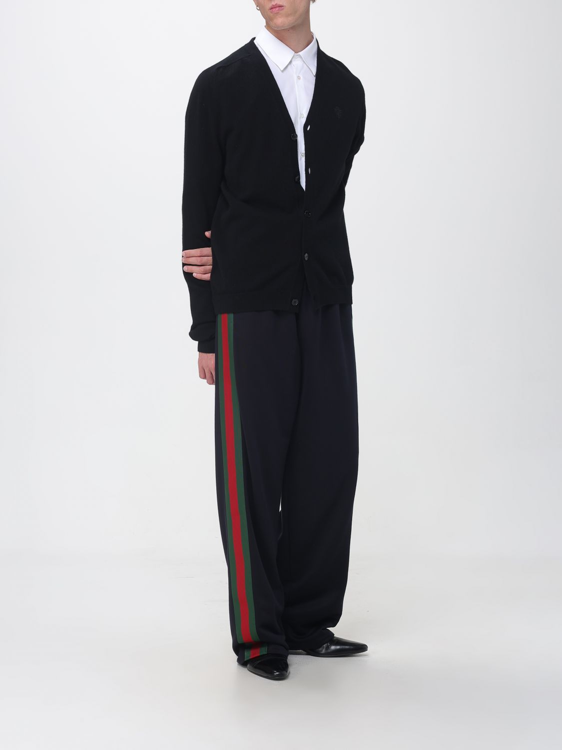 Gucci Men Gucci Wide-Leg Silk-Blend Jogging Trousers With Web Detail GUCCI