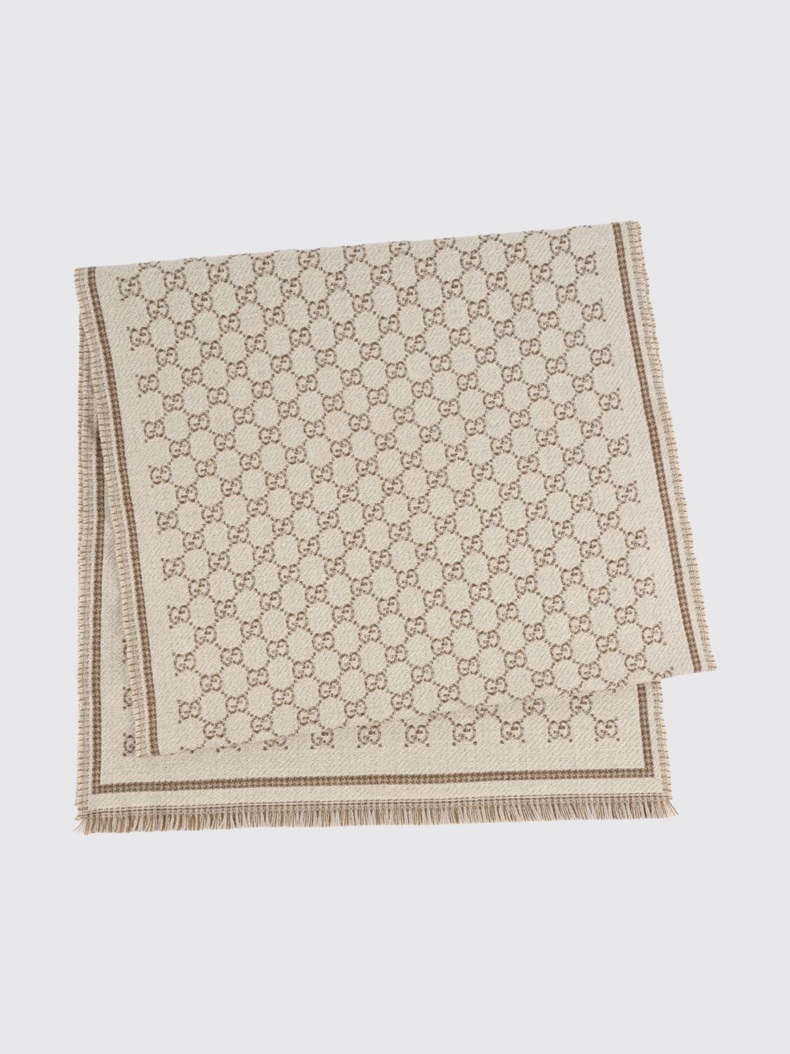 Gucci Women Reversible Gg Jacquard Wool Fringed Scarf Gucci GUCCI