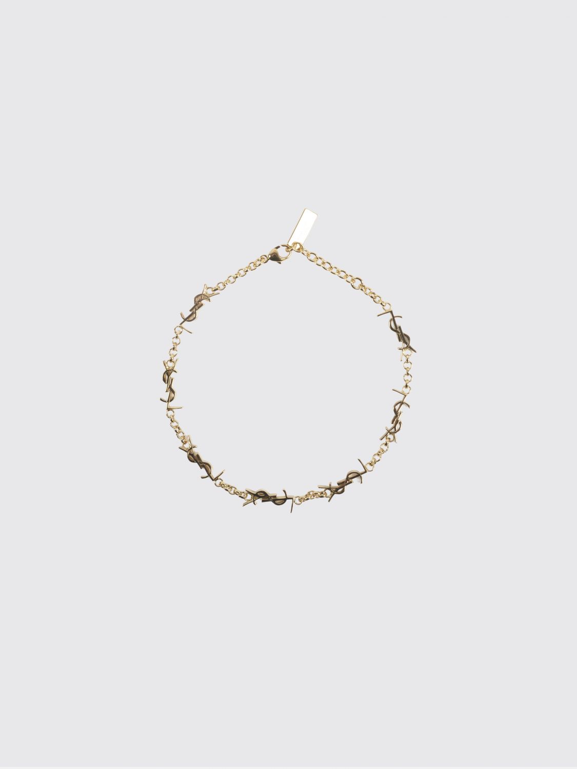 Saint Laurent Women Saint Laurent Gold-Tone Metal Bracelet With Interlaced Ysl Monogram Pendant SAINT LAURENT