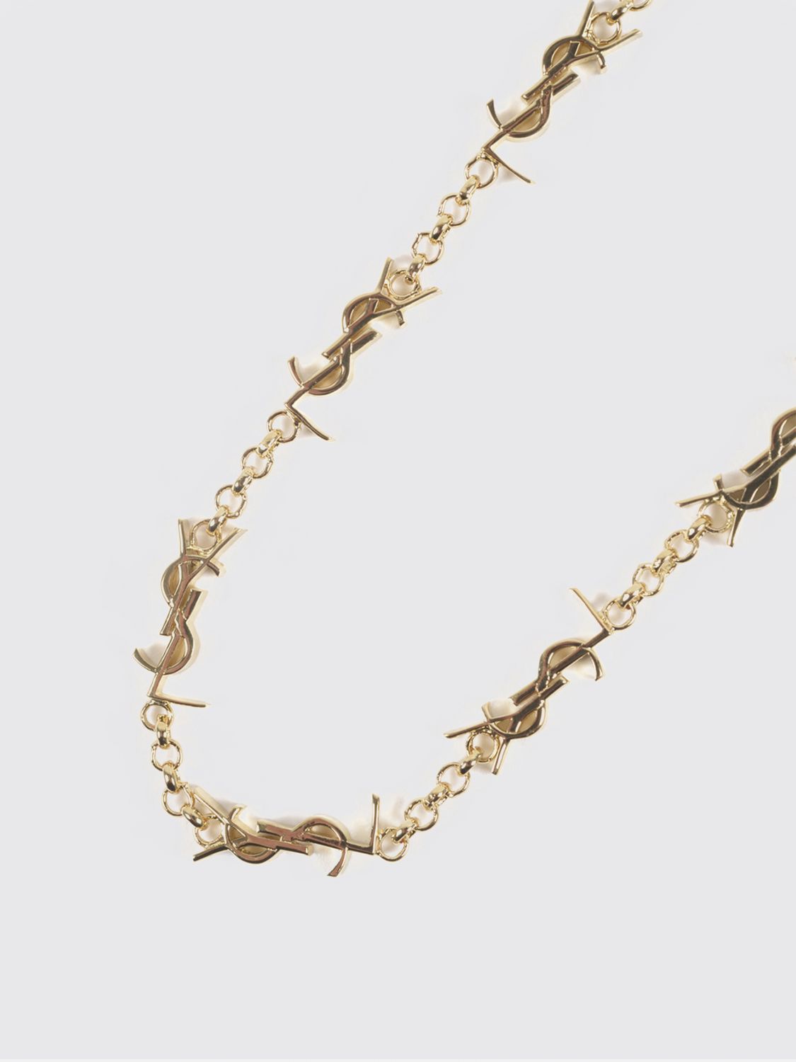 Saint Laurent Women Saint Laurent Gold-Tone Metal Bracelet With Interlaced Ysl Monogram Pendant SAINT LAURENT
