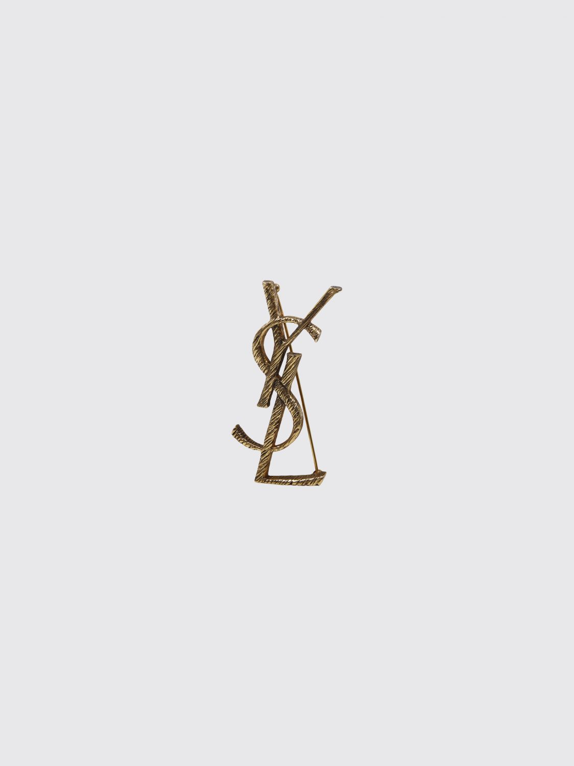Saint Laurent Women Saint Laurent Ysl Monogram Brooch In Brushed Brass With A Gold-Finish SAINT LAURENT
