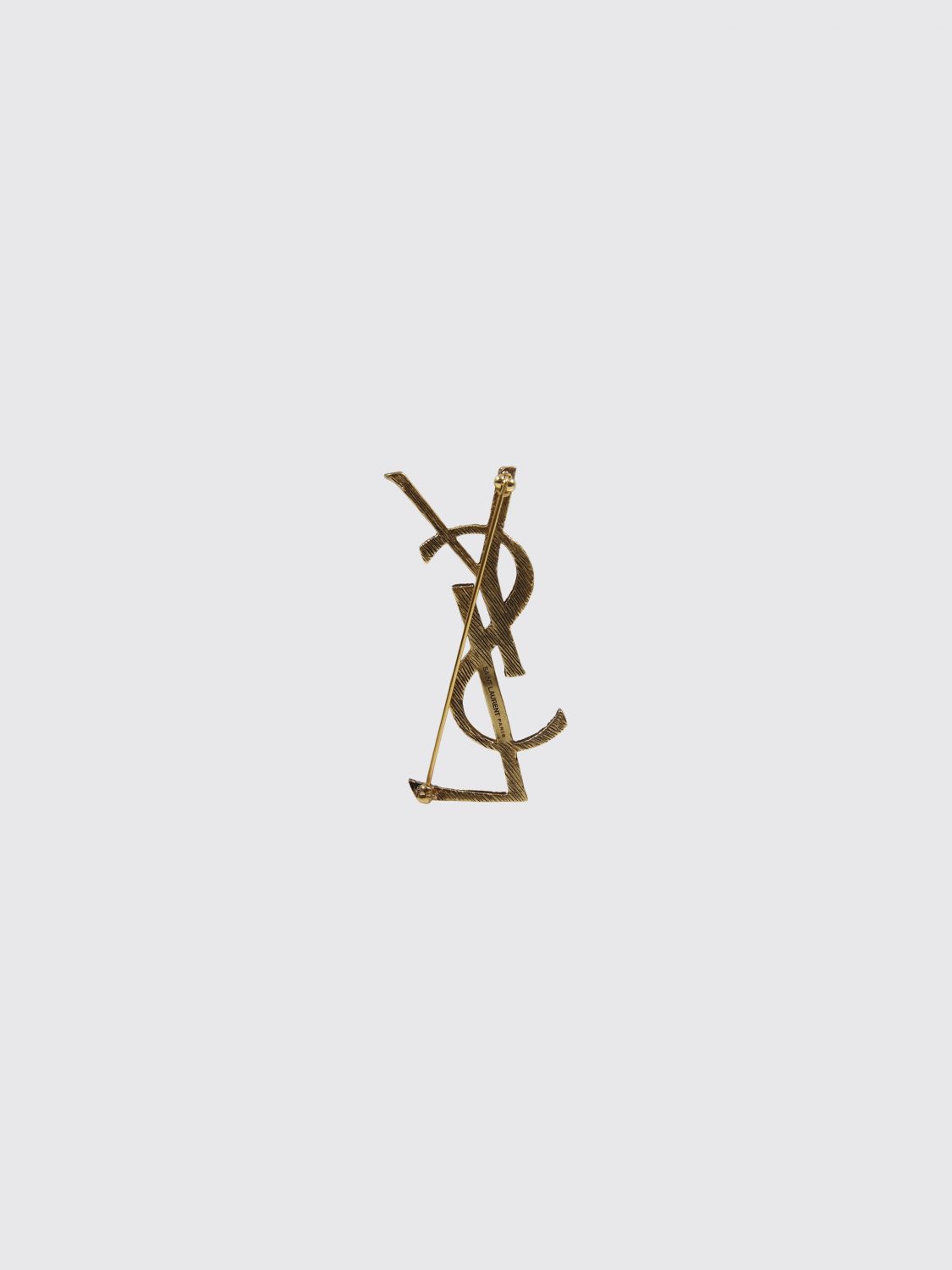 Saint Laurent Women Saint Laurent Ysl Monogram Brooch In Brushed Brass With A Gold-Finish SAINT LAURENT
