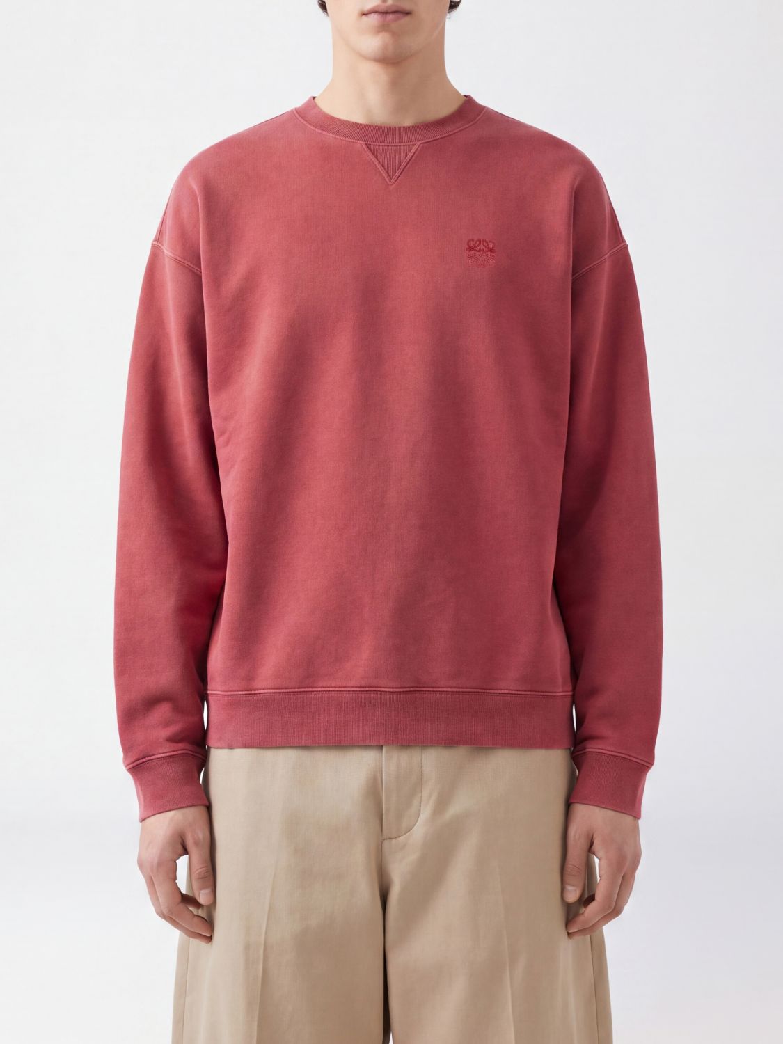 Loewe Men Crewneck Jumper Loewe In Cotton With Tone-On-Tone Embroidered Anagram LOEWE