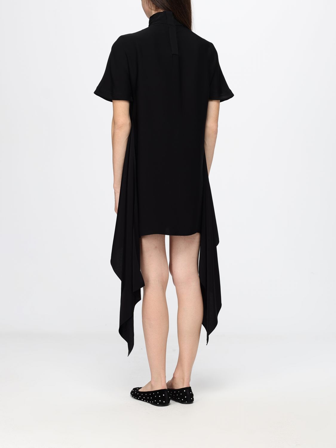 Alaia Women Alaia High-Neck Asymmetric-Hem Cri�Pe Sheath Minidress ALAIA