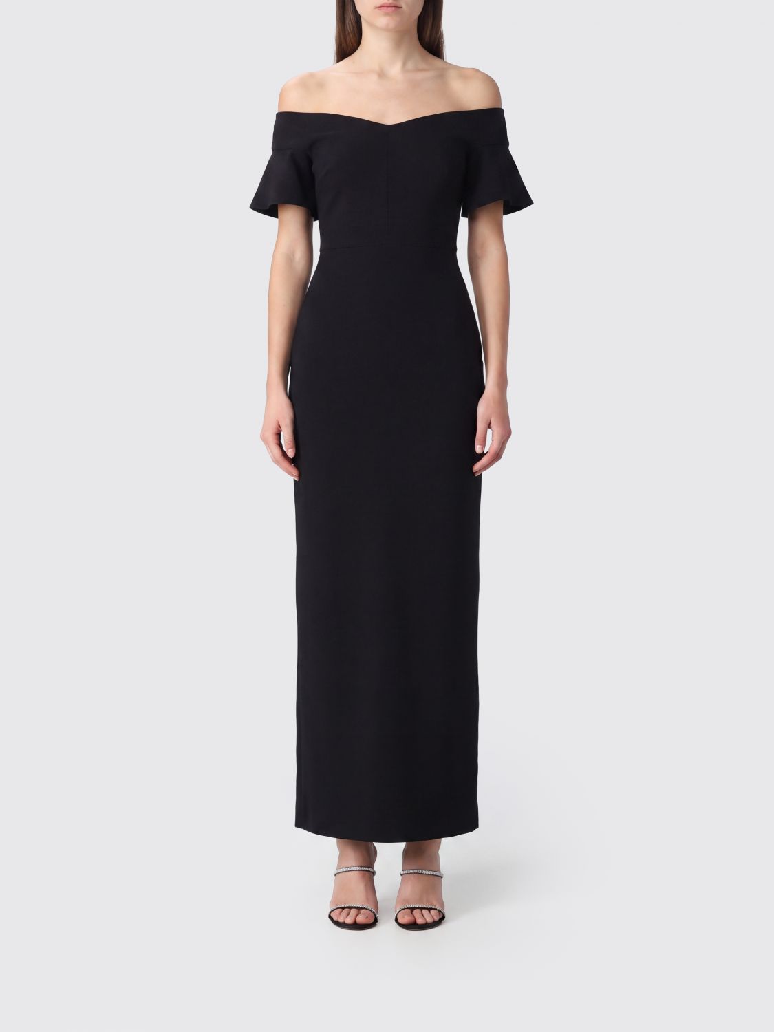 Solace London Women Solace London Long Slim Fit Sheath Dress With Straight Neckline SOLACE LONDON