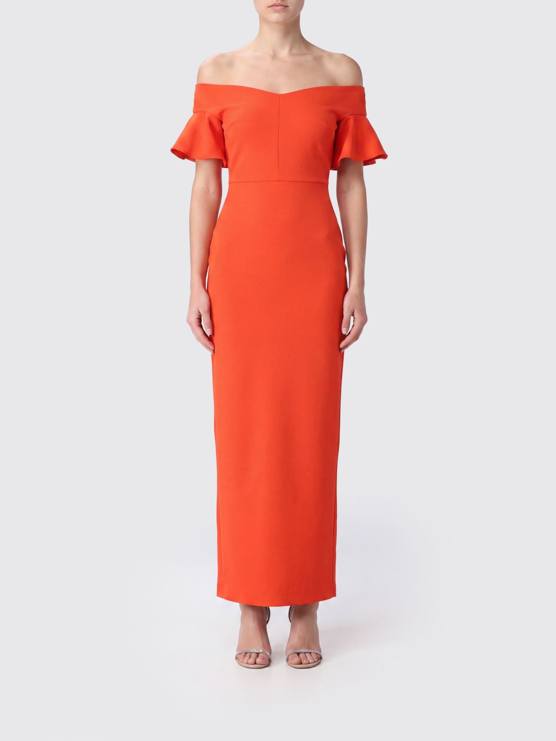Solace London Women Solace London Long Slim Fit Sheath Dress With Straight Neckline SOLACE LONDON