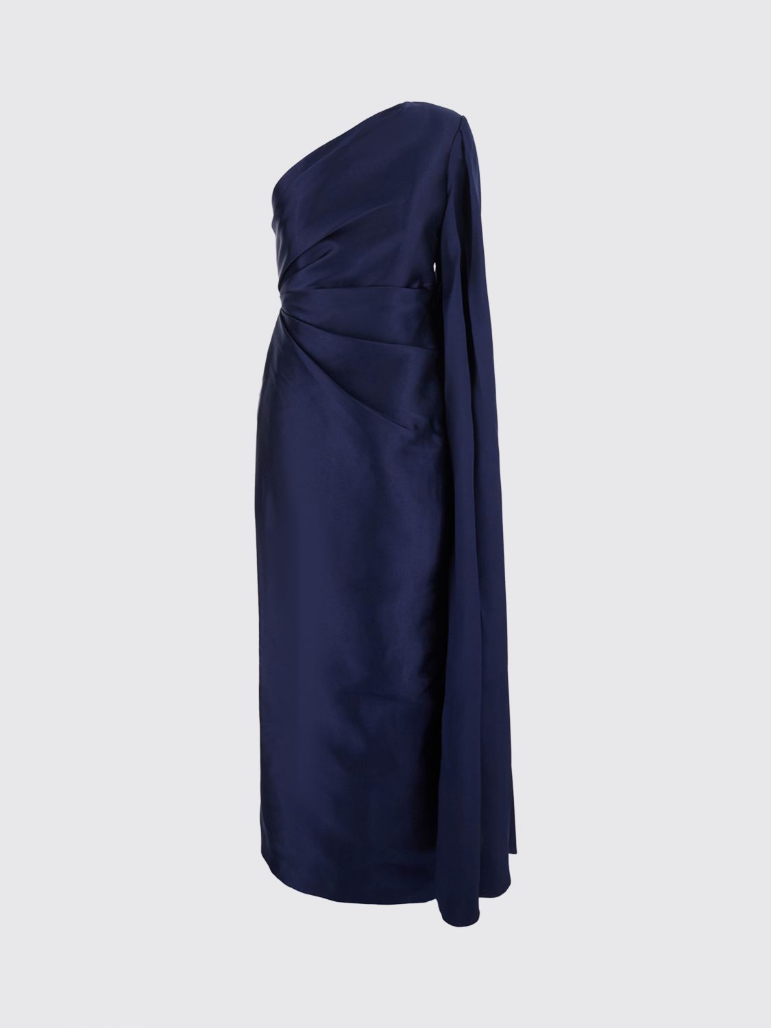 Solace London Women Solace London One-Shoulder Long Satin Gown With Draped Waist SOLACE LONDON