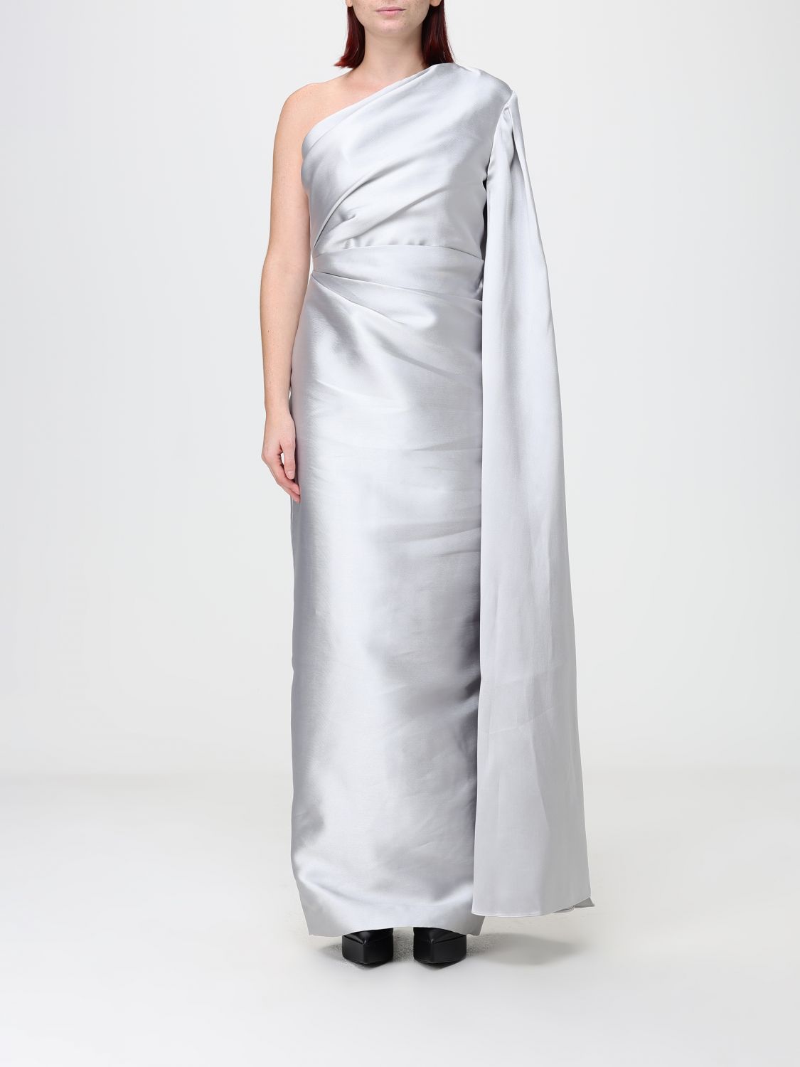 Solace London Women Solace London One-Shoulder Long Satin Gown With Draped Waist SOLACE LONDON
