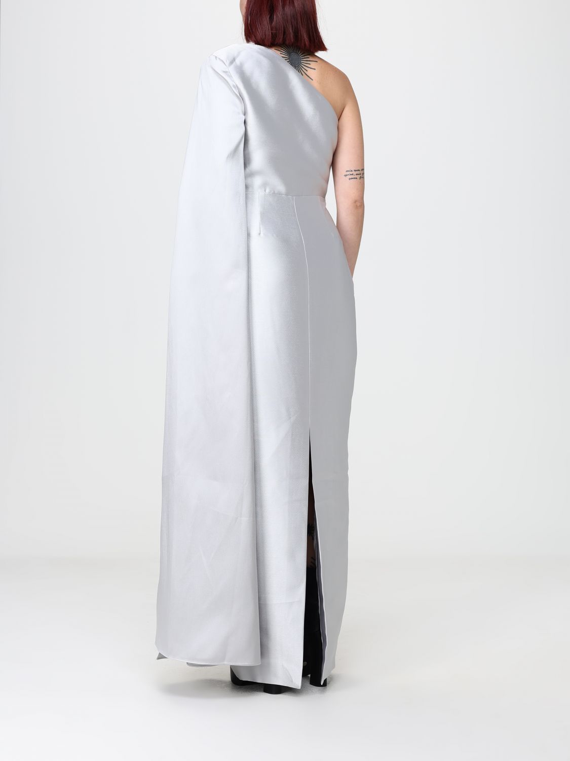 Solace London Women Solace London One-Shoulder Long Satin Gown With Draped Waist SOLACE LONDON