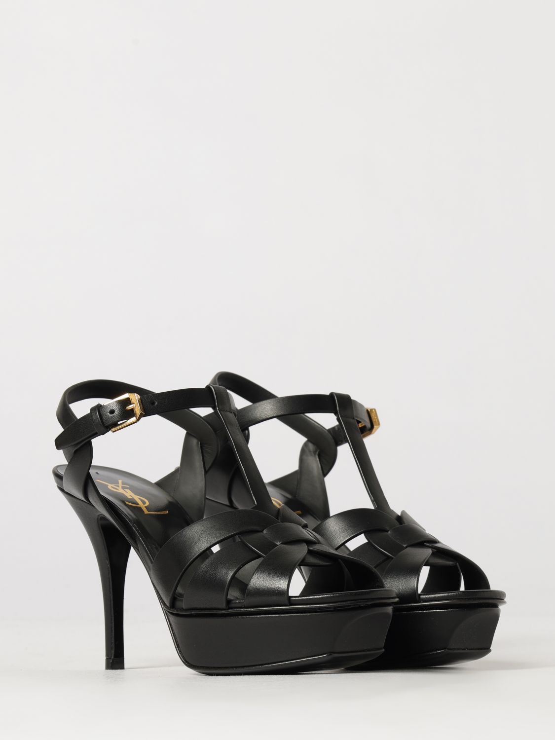 Calfskin Leather Platform Sandals Saint Laurent With High Stiletto Heel SAINT LAURENT