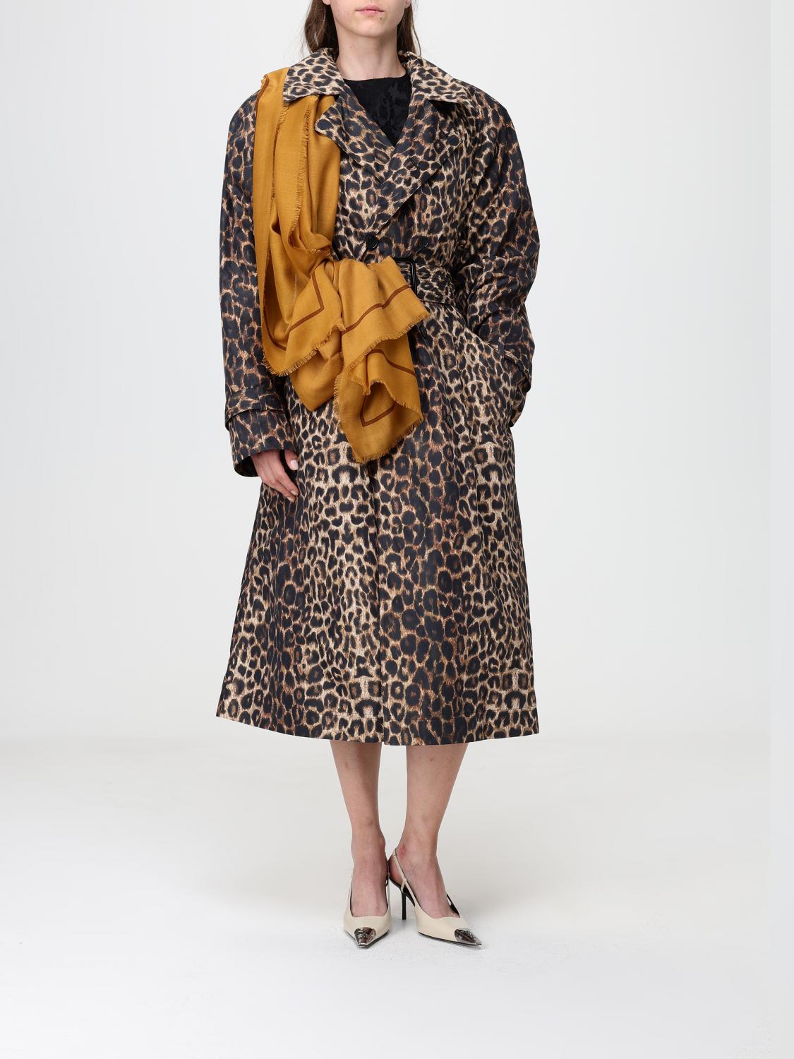 Saint Laurent Women Saint Laurent Animal Print Double-Breasted Trench Coat With Belt SAINT LAURENT