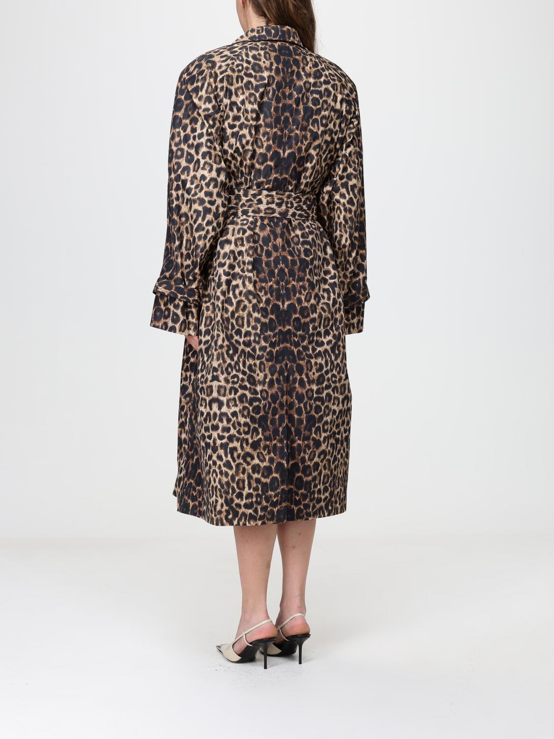 Saint Laurent Women Saint Laurent Animal Print Double-Breasted Trench Coat With Belt SAINT LAURENT