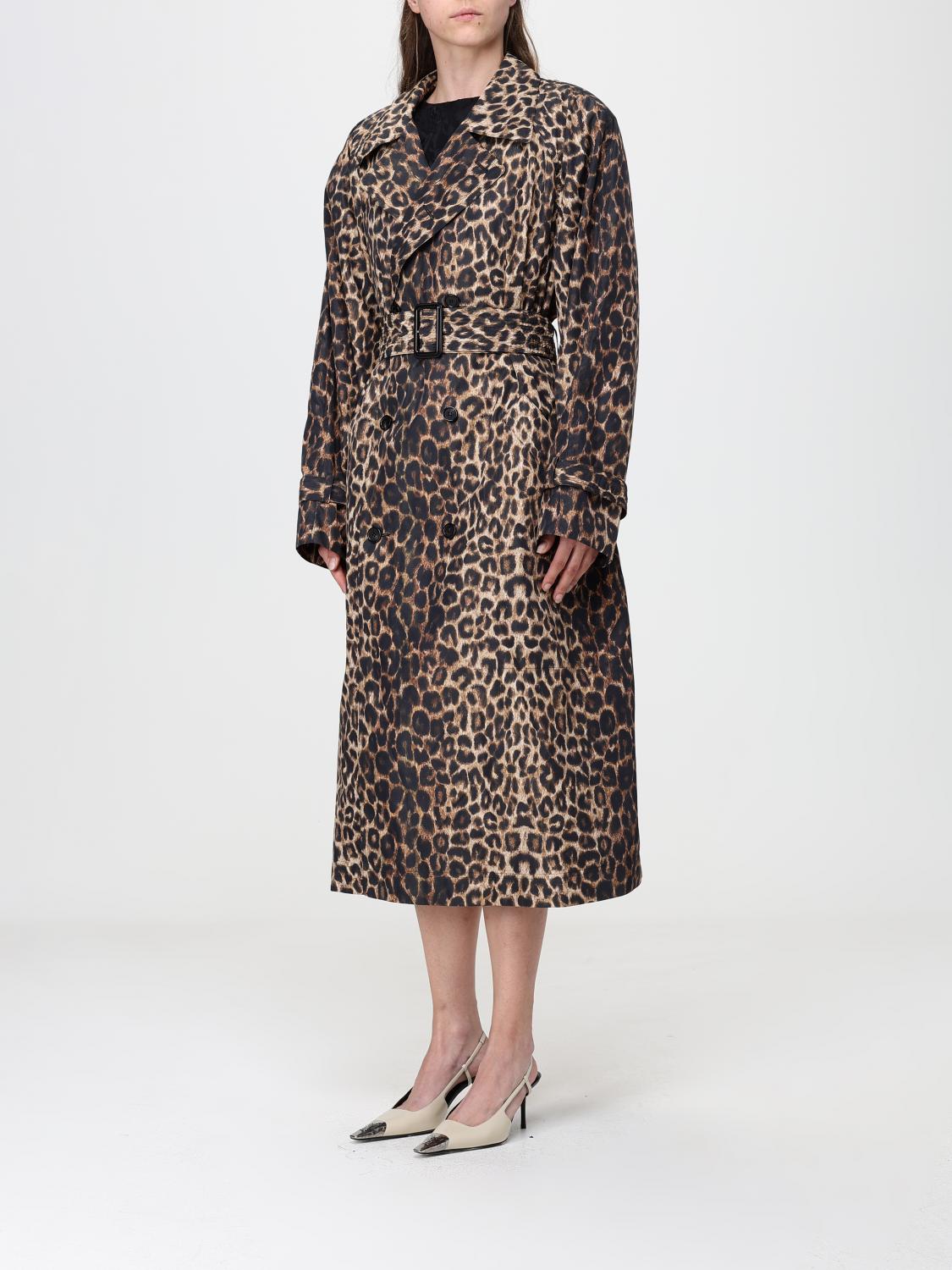 Saint Laurent Women Saint Laurent Animal Print Double-Breasted Trench Coat With Belt SAINT LAURENT