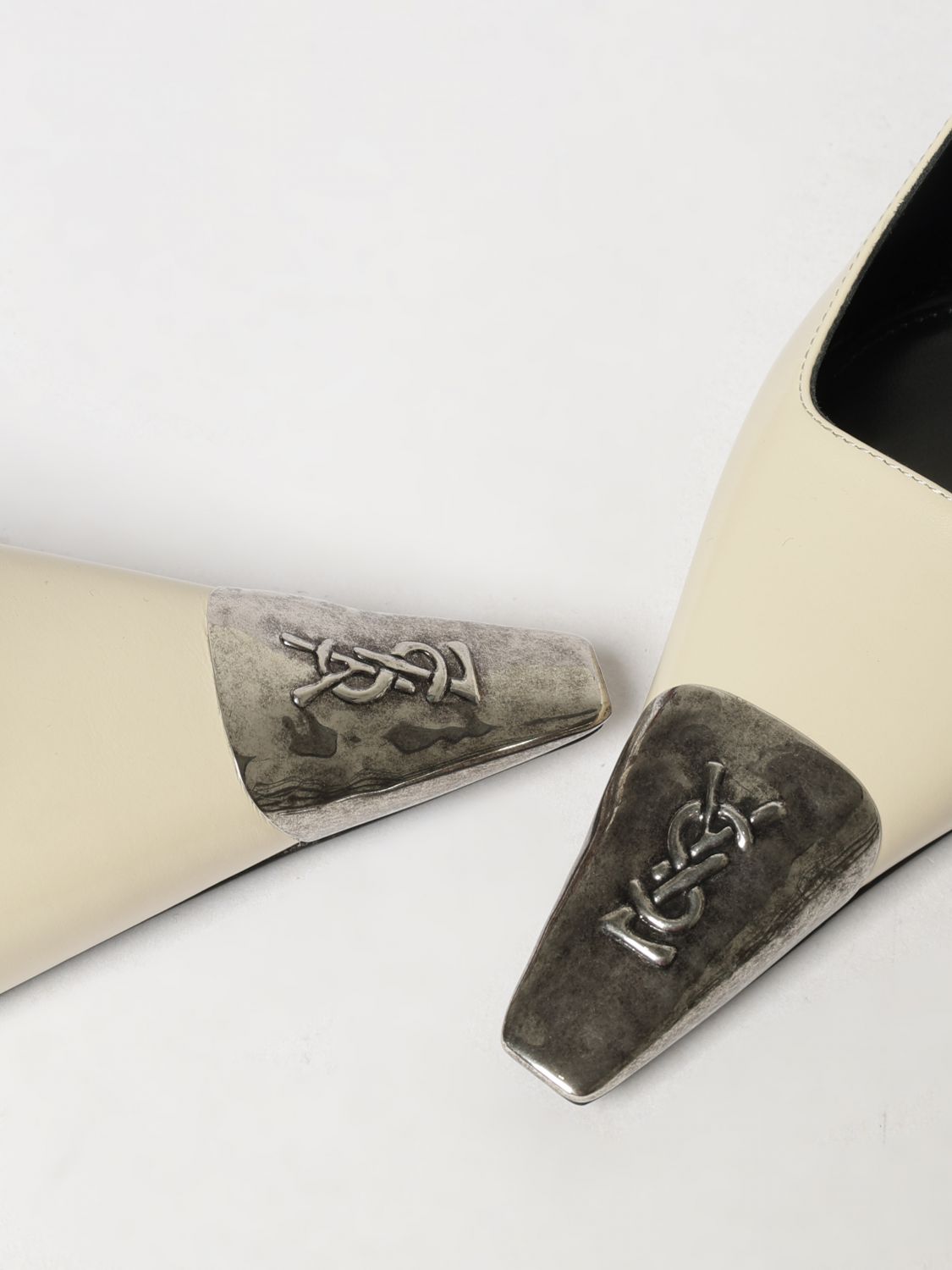 Saint Laurent Women Jeanne Ysl Monogram Calfskin Saint Laurent Slingback Pumps SAINT LAURENT