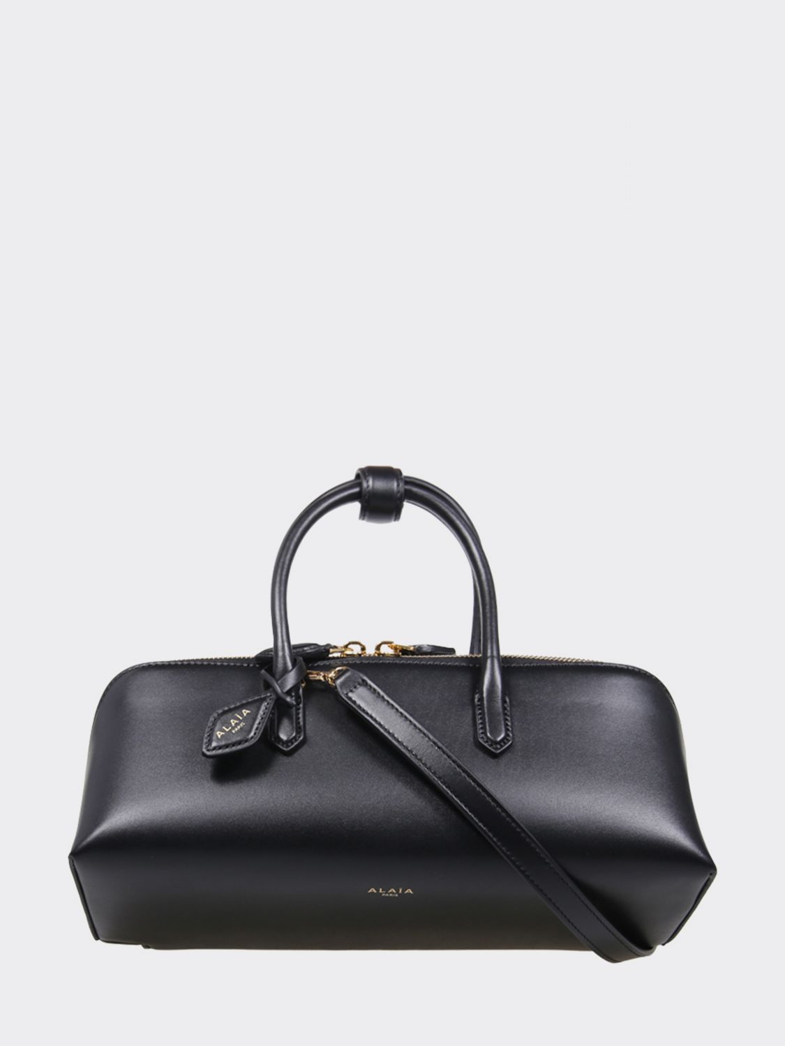 AlaiA Women Small Leather Handbag AlaiA With Double Tubular Handle And Logo Charm ALAIA