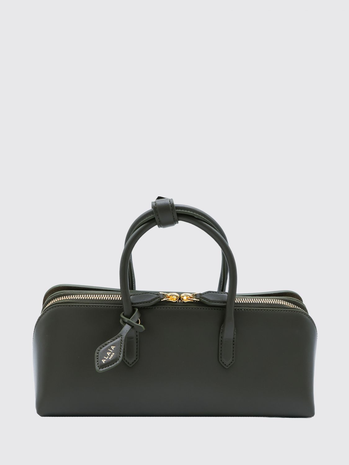 AlaiA Women Small Leather Handbag AlaiA With Double Tubular Handle And Logo Charm ALAIA