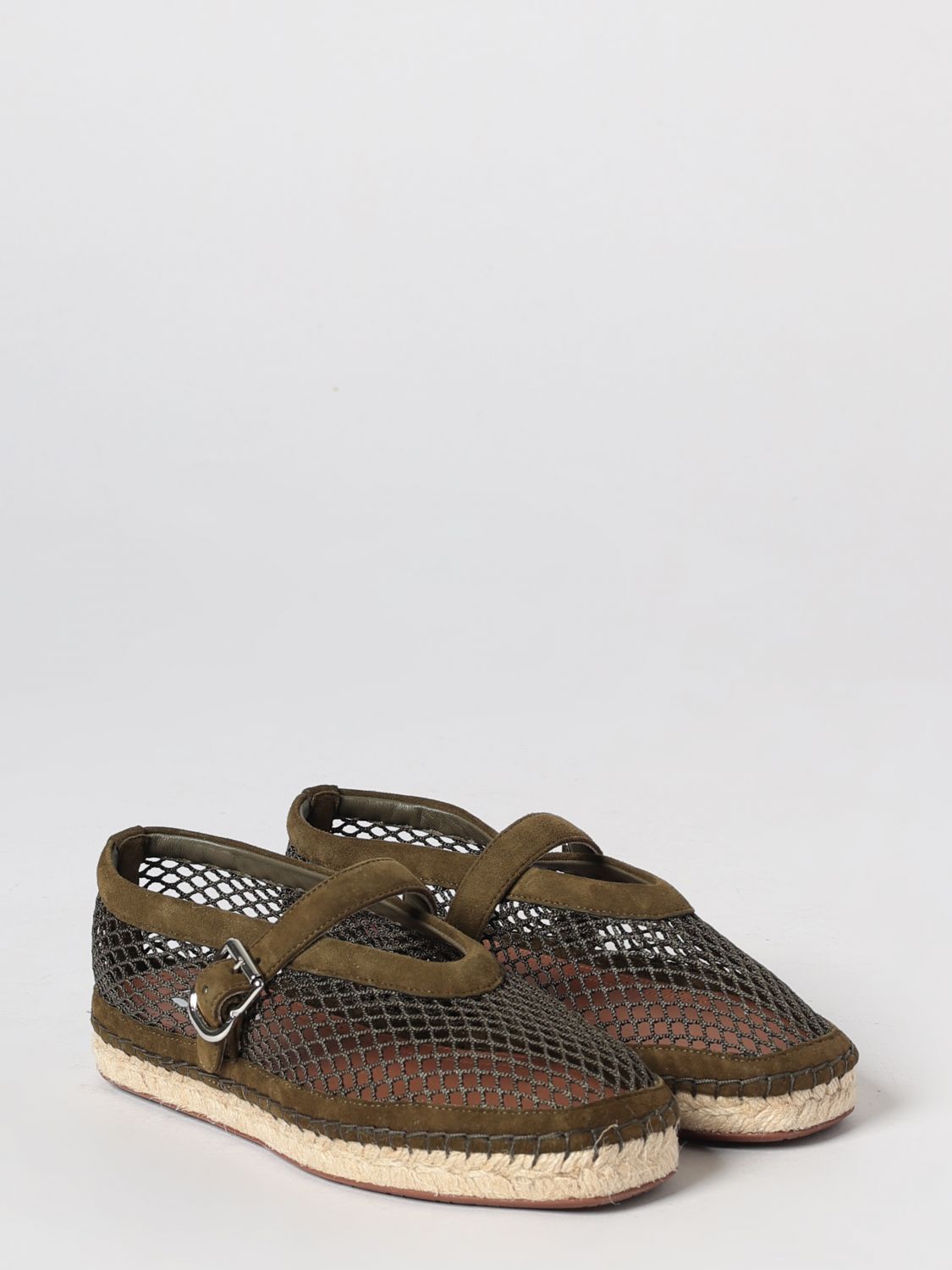 AlaiA Women Alaia Perforated Suede Mary Jane Espadrilles With Jute Sole ALAIA