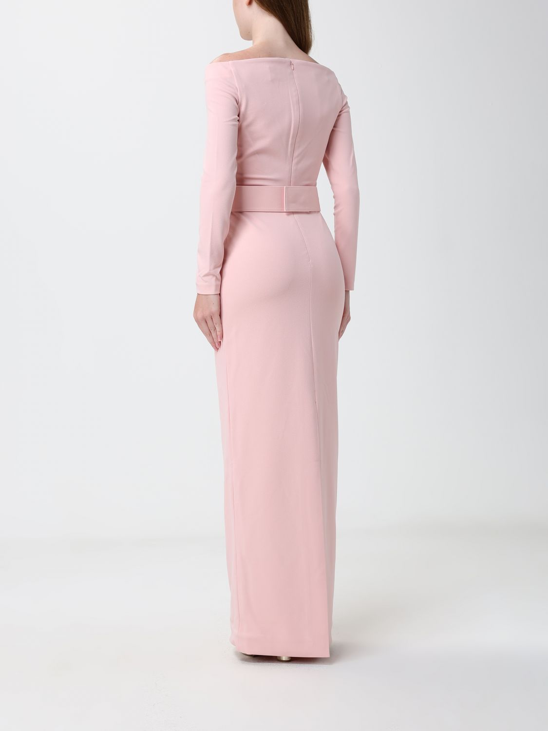 Long Criªpe Evening Gown Solace London With Straight Neckline And Slit SOLACE LONDON