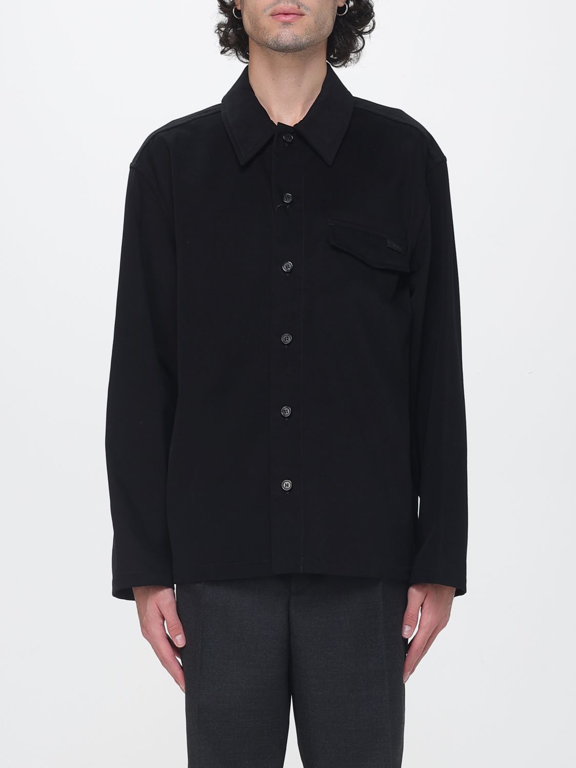 Saint Laurent Men Cotton Shirt Jacket Saint Laurent With Classic Collar And Dropped Shoulders SAINT LAURENT