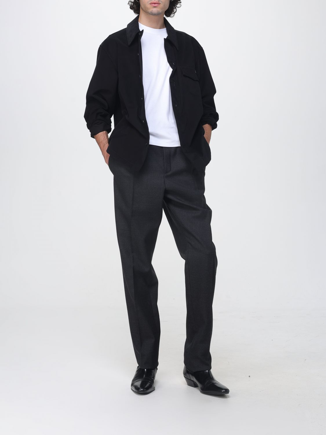 Saint Laurent Men Cotton Shirt Jacket Saint Laurent With Classic Collar And Dropped Shoulders SAINT LAURENT
