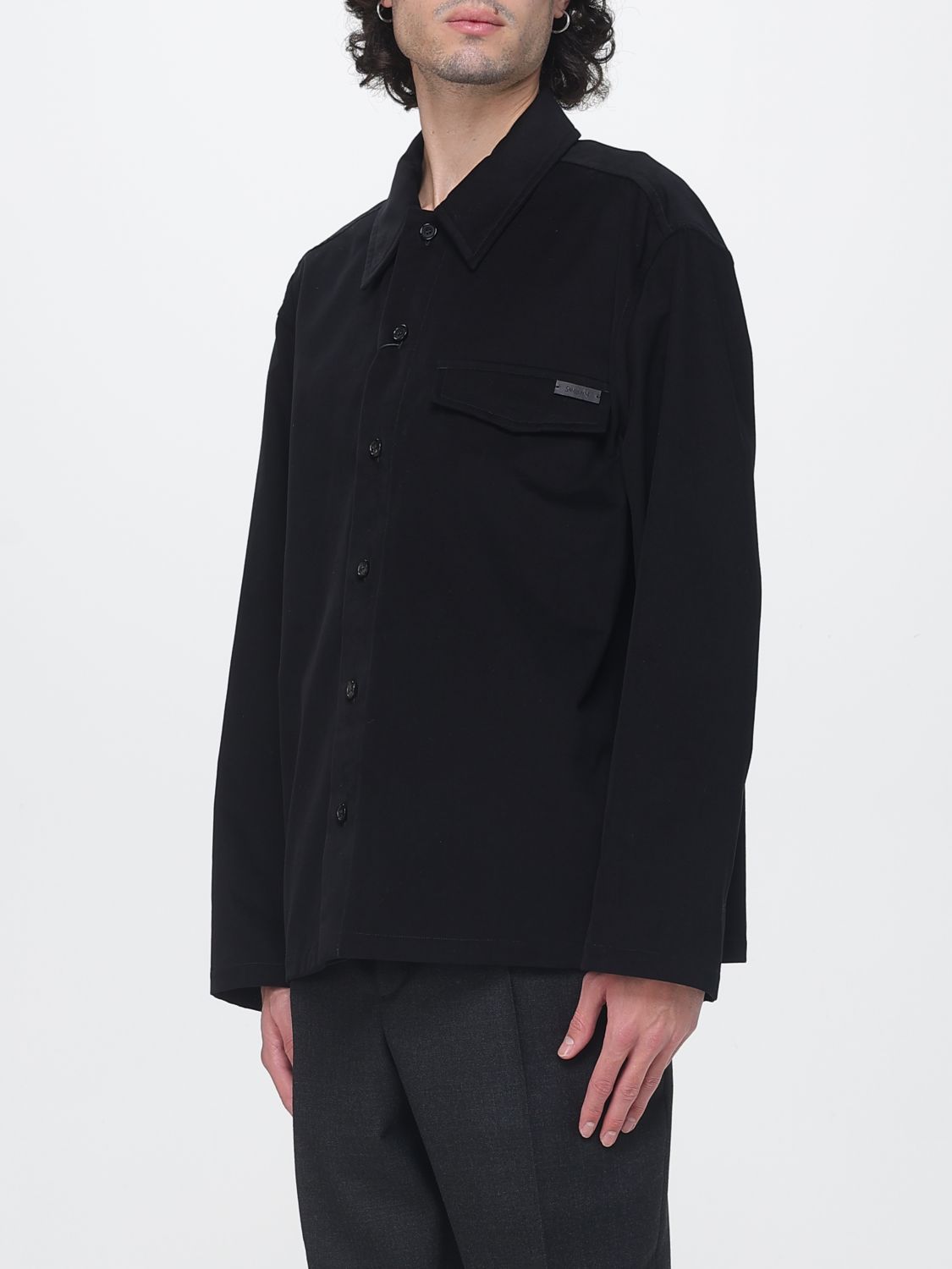 Saint Laurent Men Cotton Shirt Jacket Saint Laurent With Classic Collar And Dropped Shoulders SAINT LAURENT