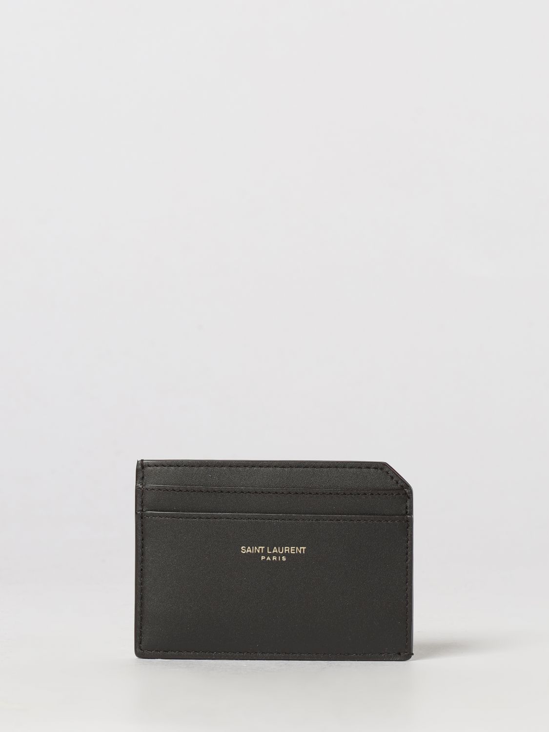Saint Laurent Men Flat Card Holder Saint Laurent In Smooth Calfskin Leather With Lettering Logo SAINT LAURENT