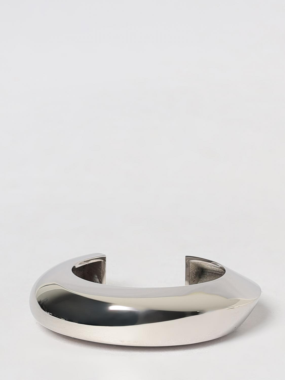 Alai�A Women Edge Rigid Bangle Bracelet Alaia In Chrome-Plated Brass With Engraved Logo ALAIA