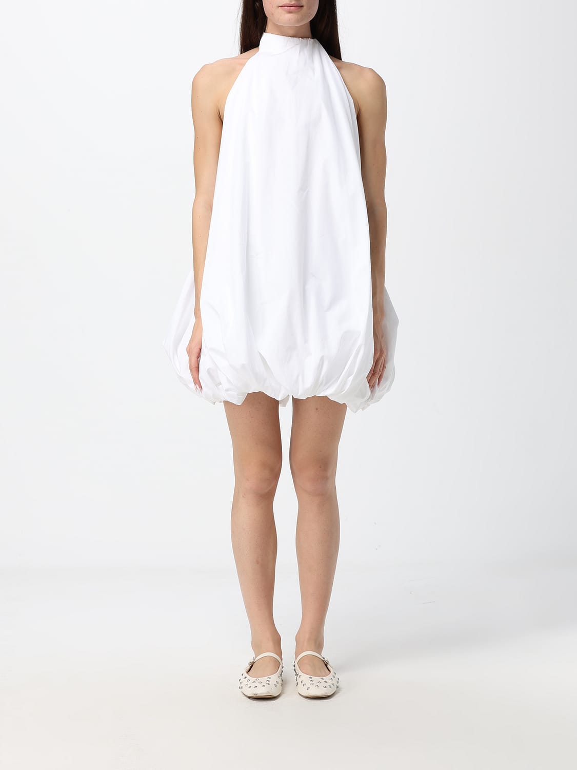 Alaia Women Halterneck Cotton Poplin Balloon Mini Dress Alaia ALAIA