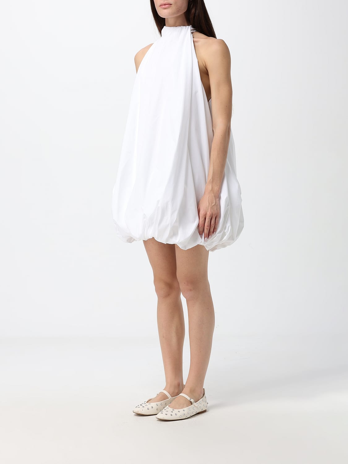 Alaia Women Halterneck Cotton Poplin Balloon Mini Dress Alaia ALAIA