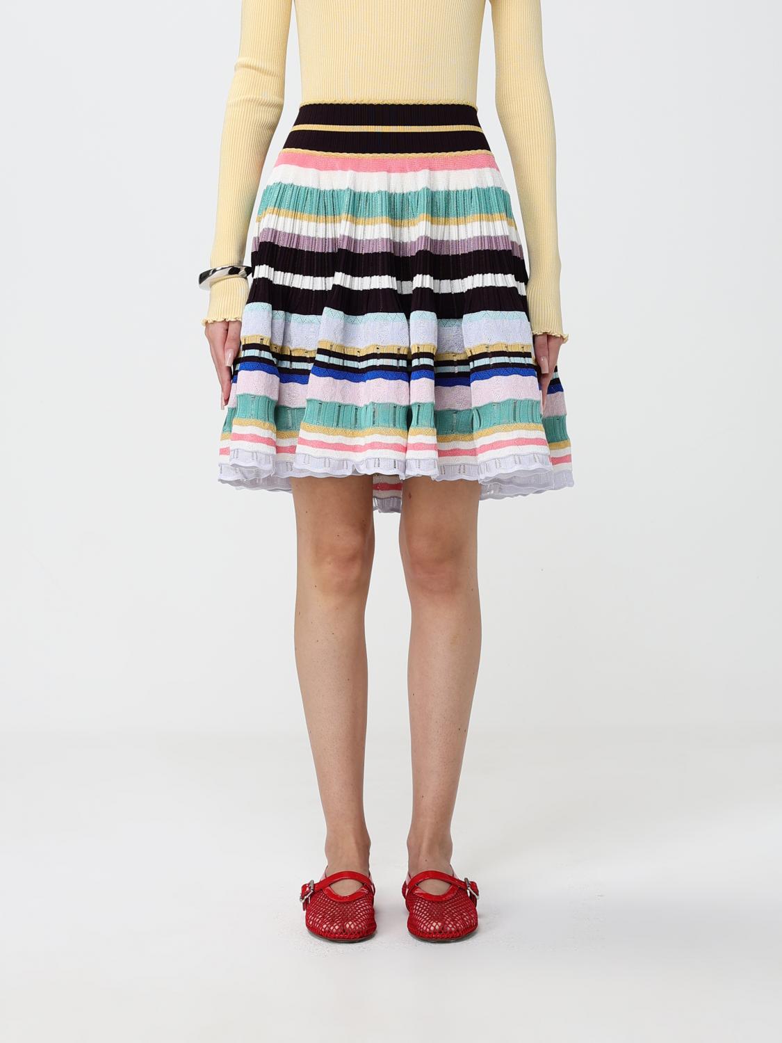 Alai�A Women A-Line Knit Mini Skirt Alaia In Multicolor Striped Viscose ALAIA