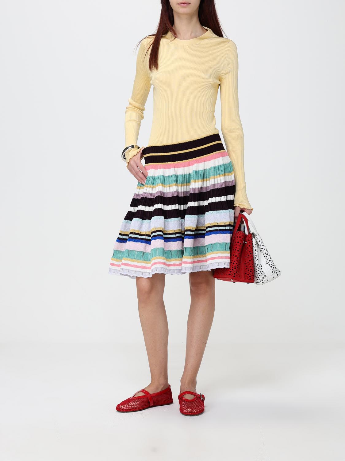 Alai�A Women A-Line Knit Mini Skirt Alaia In Multicolor Striped Viscose ALAIA