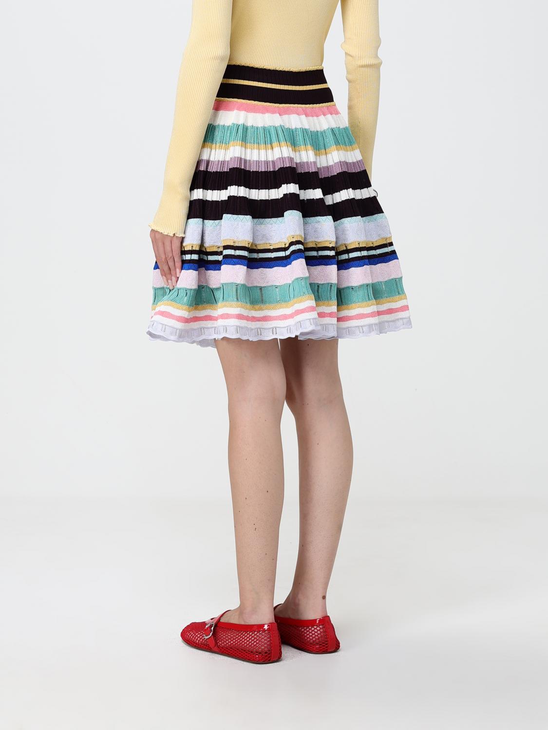 Alai�A Women A-Line Knit Mini Skirt Alaia In Multicolor Striped Viscose ALAIA