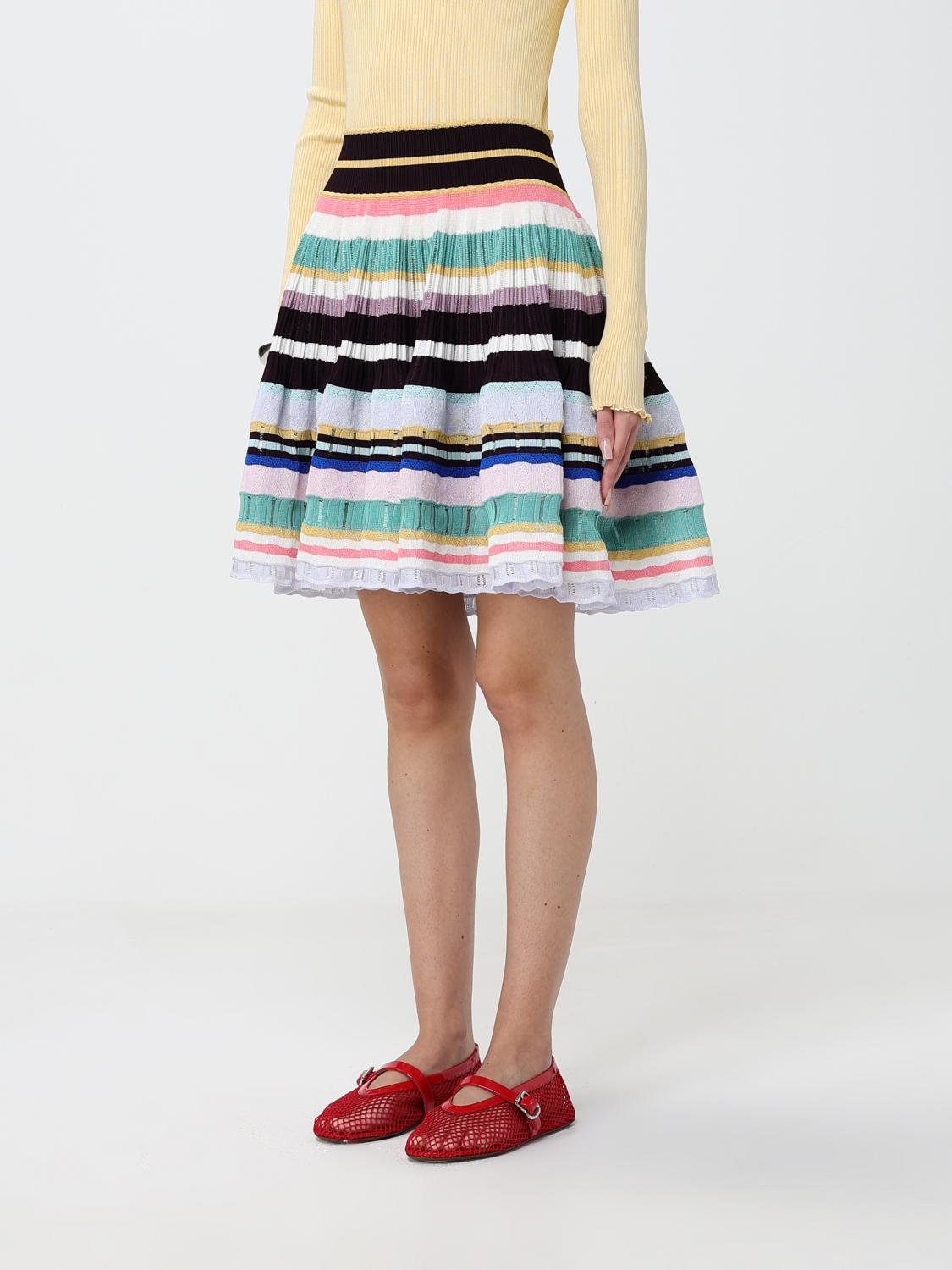 Alai�A Women A-Line Knit Mini Skirt Alaia In Multicolor Striped Viscose ALAIA