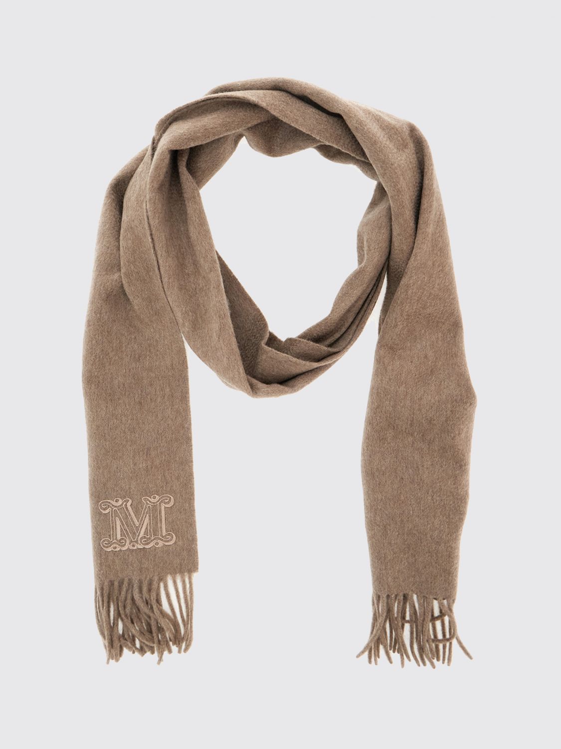 Max Mara Women Max Mara 100% Pure Cashmere Scarf With Embroidered Logo Detail MAX MARA
