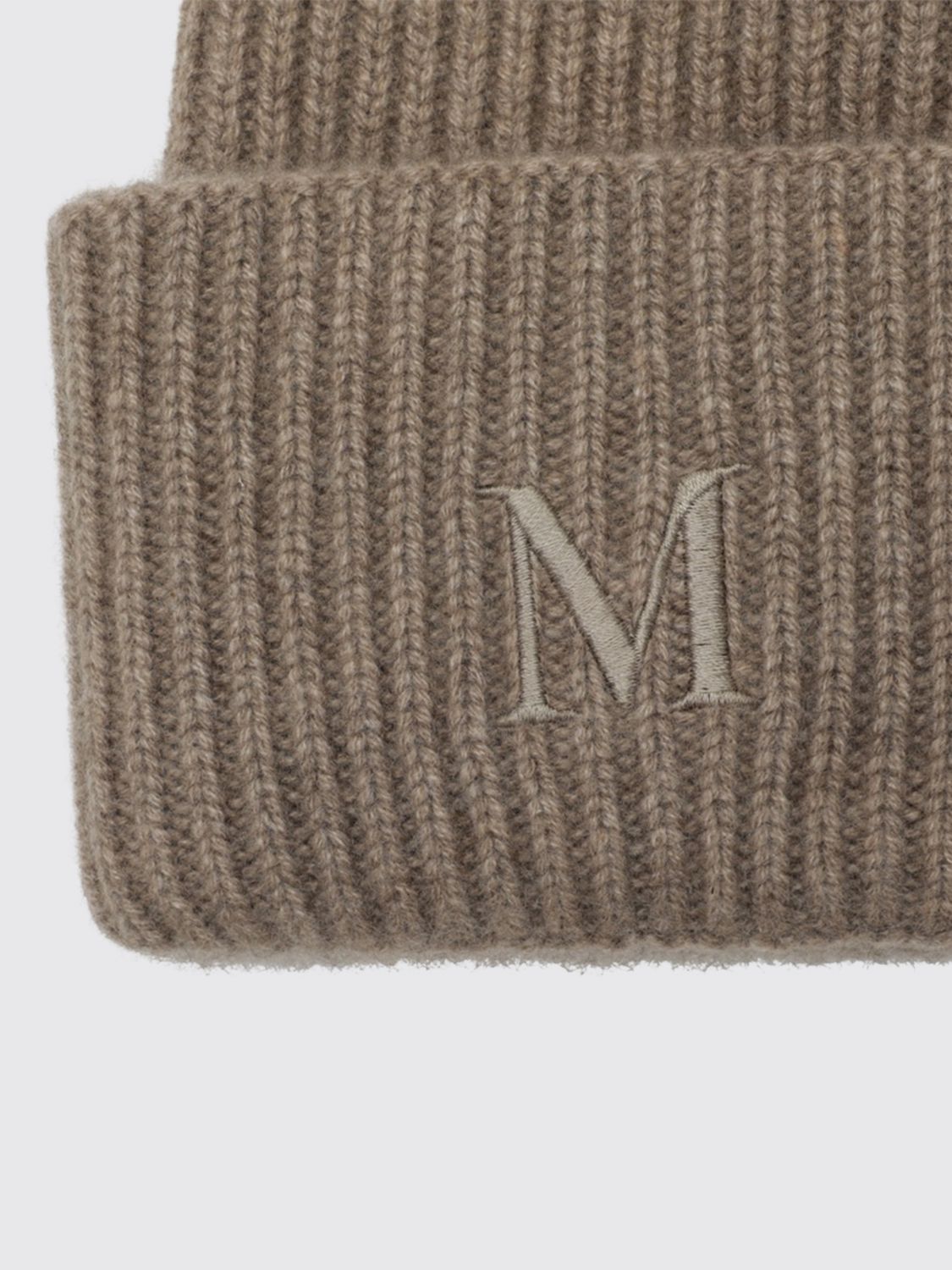 Max Mara Women Max Mara Ribbed Wool Beanie Hat With Jacquard Logo And Cuff MAX MARA