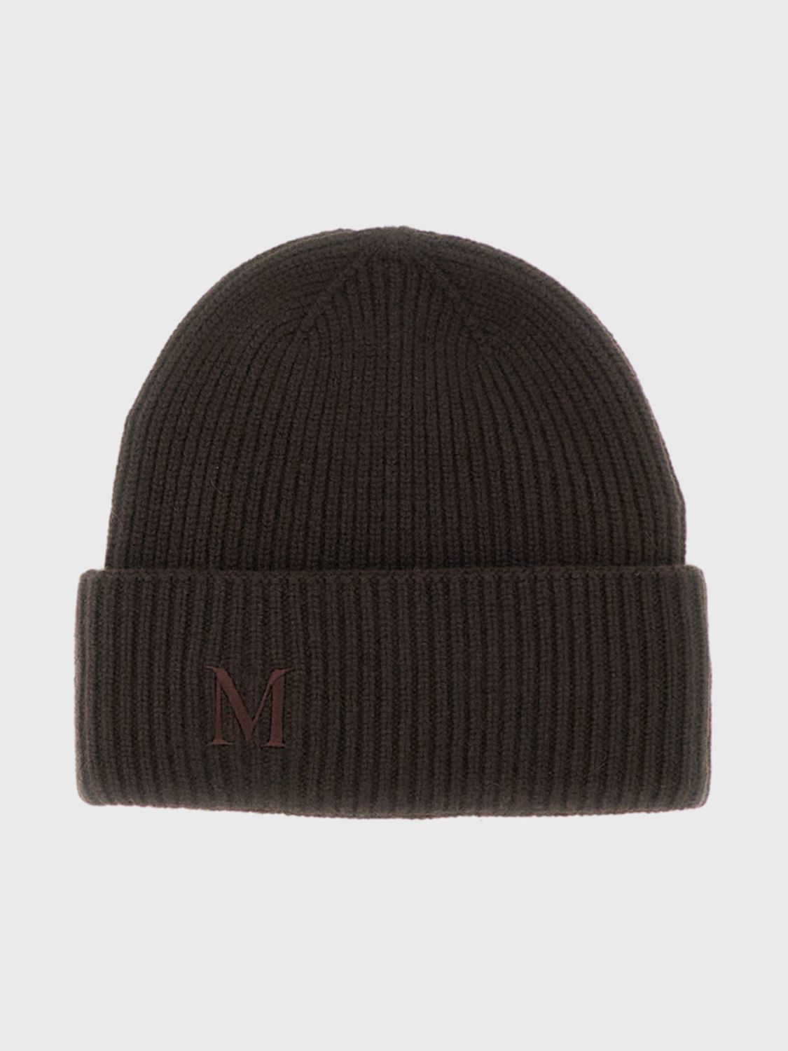 Max Mara Women Max Mara Ribbed Wool Beanie Hat With Jacquard Logo And Cuff MAX MARA