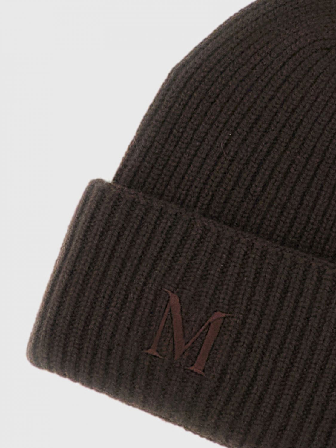 Max Mara Women Max Mara Ribbed Wool Beanie Hat With Jacquard Logo And Cuff MAX MARA