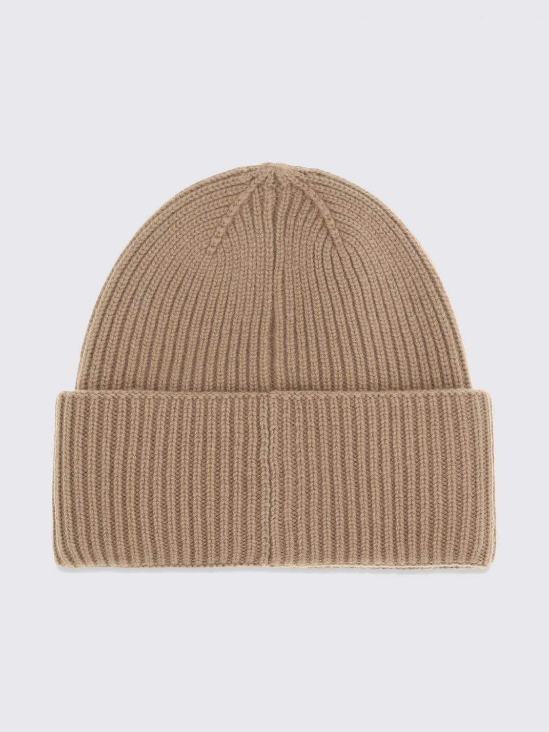 Max Mara Women Max Mara Ribbed Wool Beanie Hat With Jacquard Logo And Cuff MAX MARA
