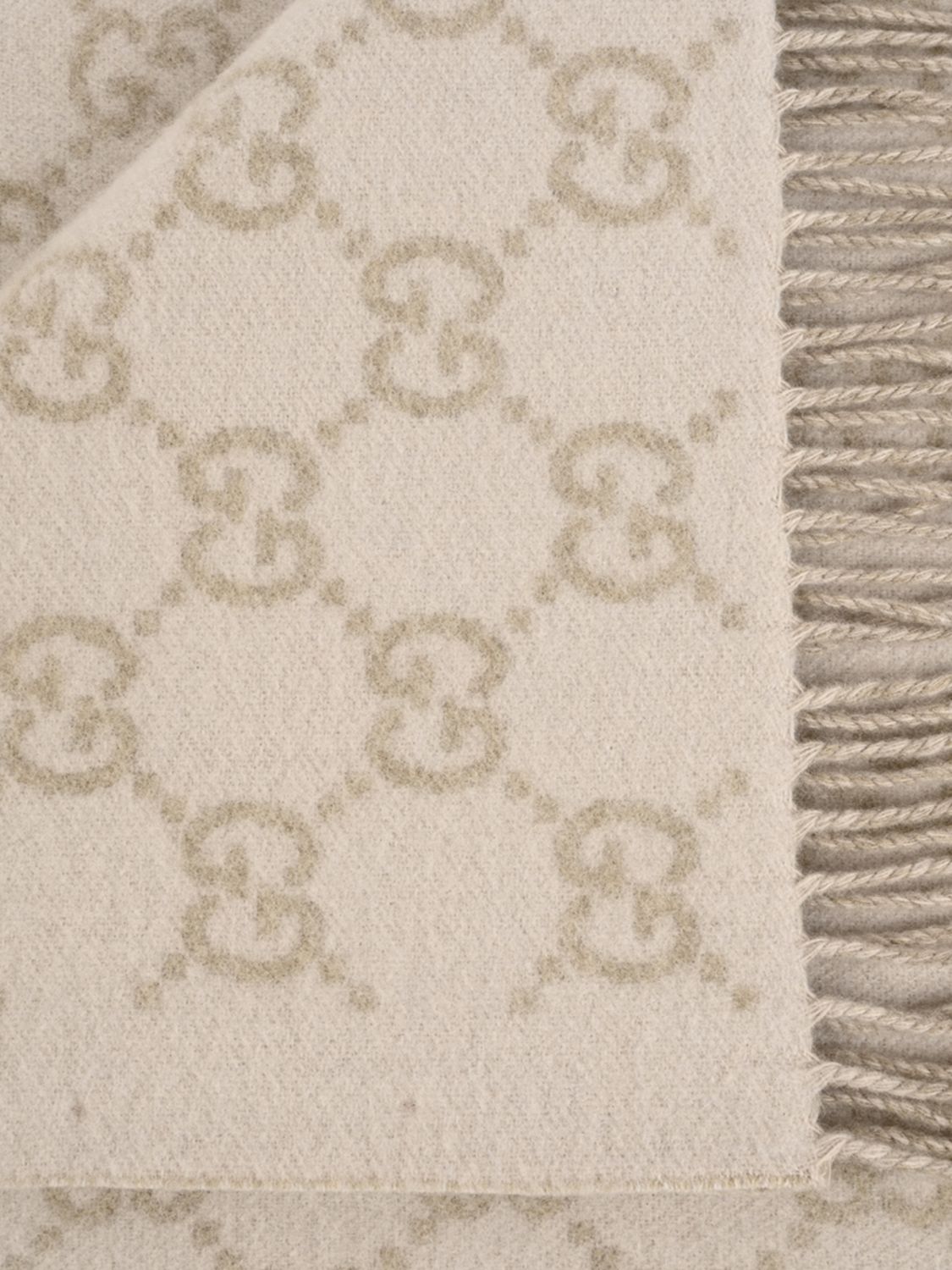 Gucci Women Gucci Gg Monogram Pure Cashmere Scarf With Fringed Edges GUCCI