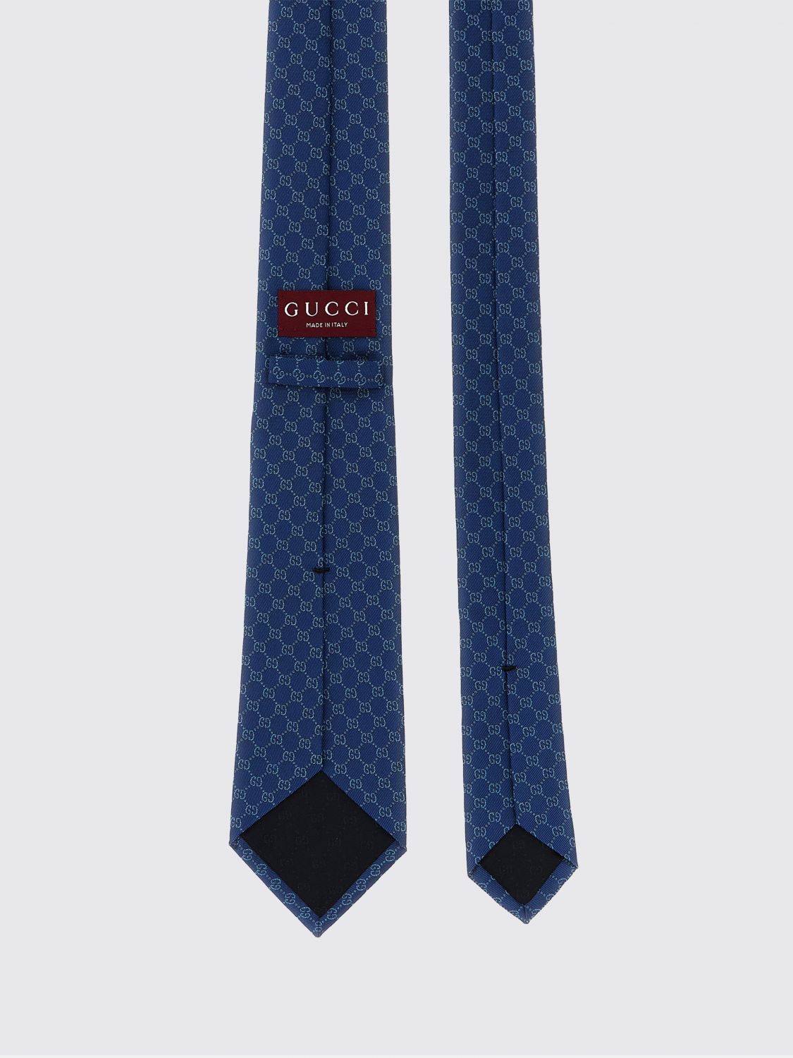Gucci Blue Silk Tie With Gg Monogram And Horsebit GUCCI