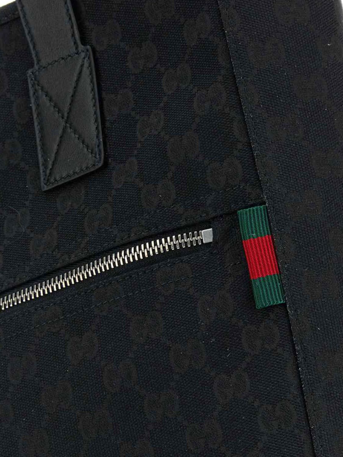 Gucci Men Gg Monogram Jacquard Fabric Tote Bag Gucci With Leather Handles GUCCI