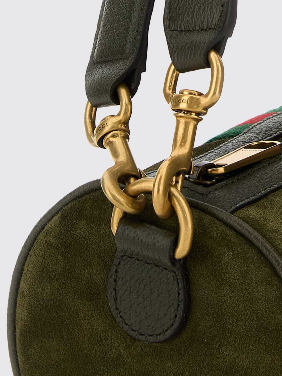 Gucci Men Ophidia Cylindrical Suede Shoulder Bag Gucci With Web Stripe GUCCI