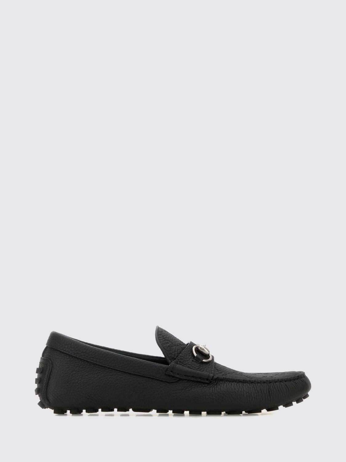 Gucci Men Gucci Driver Loafers In Pebbled Leather With Horsebit And Gg Logo GUCCI