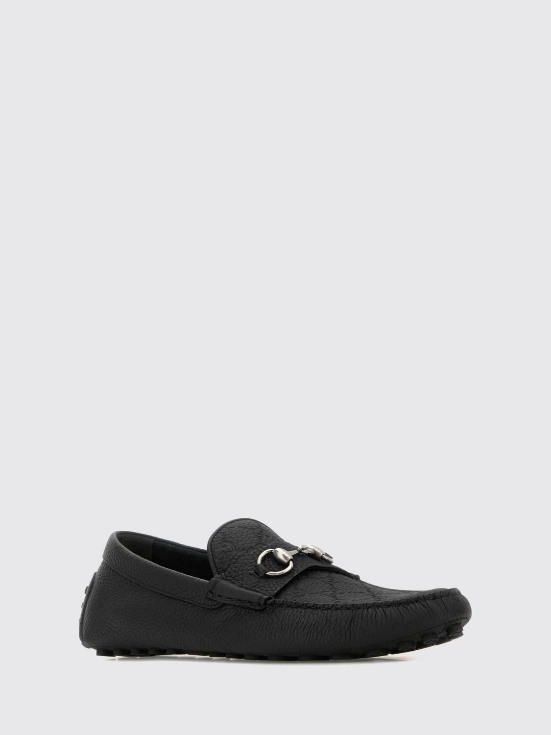 Gucci Men Gucci Driver Loafers In Pebbled Leather With Horsebit And Gg Logo GUCCI