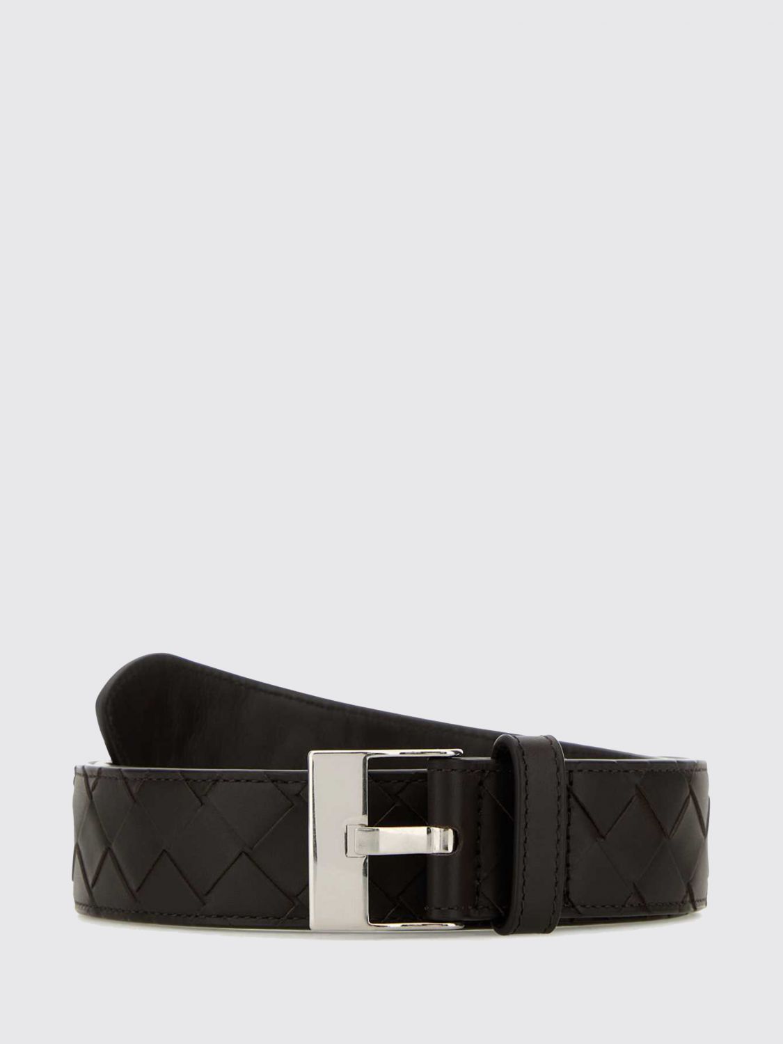 Bottega Veneta Men Bottega Veneta Intrecciato Design Leather Belt With Logo Buckle BOTTEGA VENETA